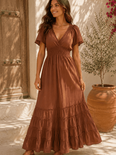 vestido jaina marrÓn chocolate