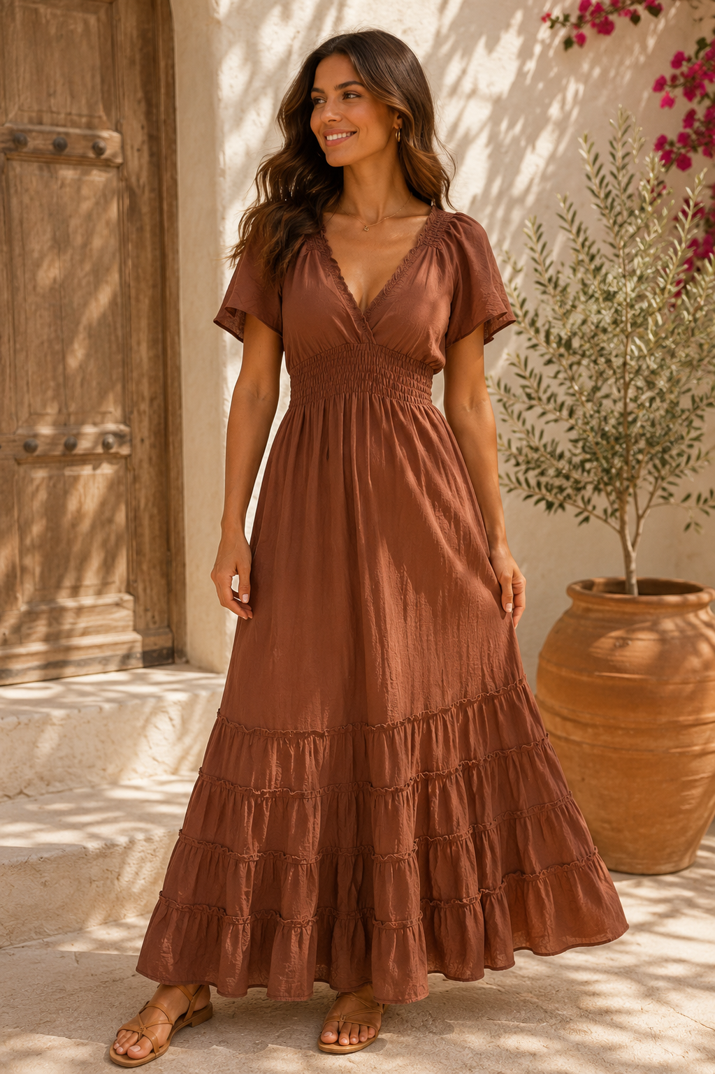 vestido jaina marrÓn chocolate