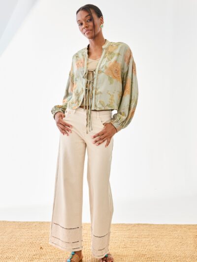 blusa floral anudado delantero