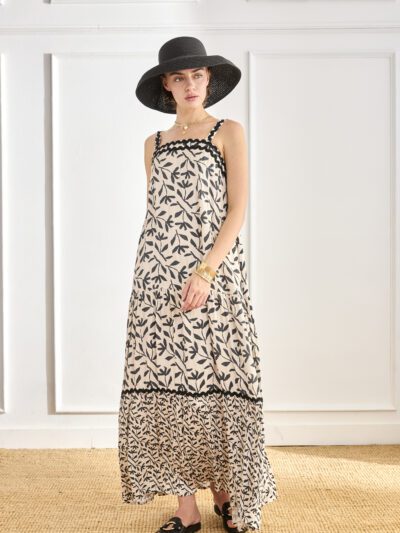 vestido estampado bicolor